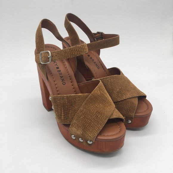 Lucky Brand Shoes - Lucky Brand Brown Sandals Heels Platform Studded